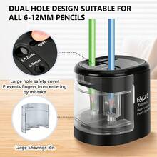 Eagle Electric Pencil Sharpener With 2 Extra Blades, Battery Or USB Powered, Dual Holes, Automatic Sharpening, Suitable For Home And Office, Fits 6-12mm Pencils, Back To School - Double Hole Pencil Sharpener - View 4