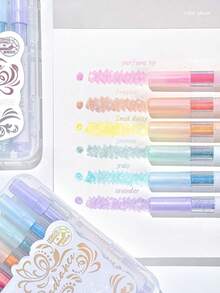 6/12pcs Scented Glitter Highlighters, Shiny Colored Highlighter Pens, Aesthetic Stationery, For Drawing, Journal, Key Marking, Students, Journal Lovers - Highlighter - View 5