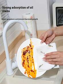Washable Kitchen Paper Towels, Disposable Cleaning Paper Towels, Strong Water Absorption, Non-Stick Oil, Rolled, Random Patterns, Suitable For Kitchens, Cars, Bathrooms, Bedrooms And Other Places, An Essential Item For Kitchen Cleaning - Multicolor - View 6