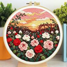 Embroidery Set, 20x20cm/7.9x7.9 Inches, Rural Scenery, 2D Flat Printing Handmade DIY Beginner Embroidery Set, Including Embroidery Cloth,Instruction Manual,Embroidery Frame And Needle And Thread, Handmade Artwork As A Gift For Friends Or Famil - 20x20cm/7.9x7.9 In - View 6