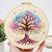 Embroidery Set, 20x20cm/7.9x7.9 Inches, Colourful Tree, 2D Flat Printing Handmade DIY Beginner Embroidery Set, Including Embroidery Cloth,Instruction Manual,Embroidery Frame And Needle And Thread, Handmade Artwork As A Gift For Friends Or Famil - 20x20cm/7.9x7.9 In - View 15