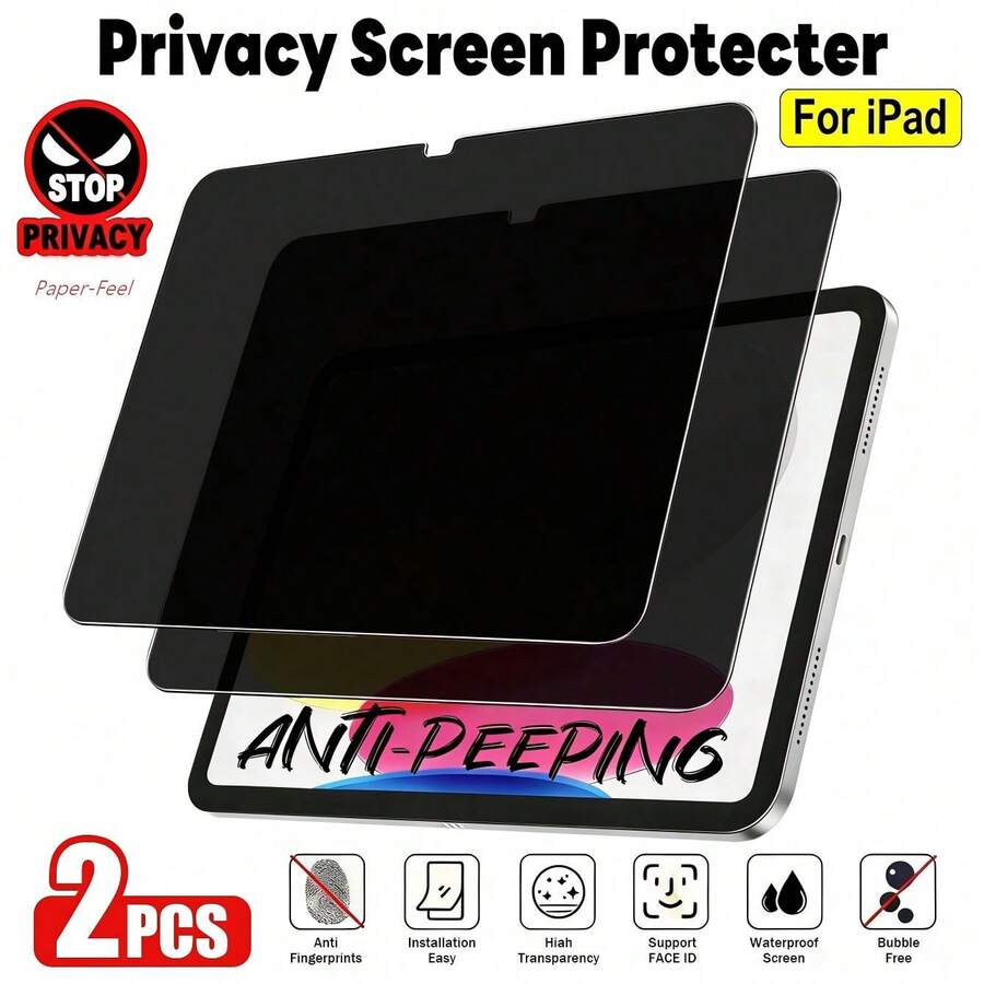 XINHONGYU Pelindung Layar Tablet Tahan Guncangan 2pcs Pelindung Layar Privasi Tablet Anti-Mata-mata Tepi Melengkung Anti-Gores Anti-Jatuh Perlindungan Layar Penuh Anti-Sidik Jari Kuat Sentuhan Sensitif Film Lembut Bukan Kaca Matte Seperti Kertas Kompatibel Dengan Generasi ke-11 2025 A16/ Generasi ke-10 10.9"/ Air 13 11 M4 M3 M2 2025 2024/ Pro 12.9"/Mini 2024 Hadiah Musim Semi Pesta Ulang Tahun