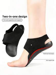 1 Pair Hook-And-Loop Arch Support Insoles, 3/4 Shoe Inserts, Wearable Arch & Heel Sleeves, Unisex - Black - View 5