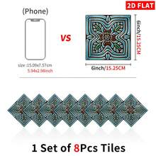 8/16/32/64pcs 6-Inch Vintage Floral Tile Stickers, Self-Adhesive Removable Wall Decals For Kitchen, Bathroom And Home Decor - C - View 28
