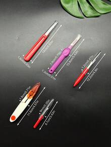 5pcs Red Seam Ripper Set, Includes Large, Medium, Small With Transparent Protective Cover, Red Scissors And Sickle Style, Sewing Seam Ripping Auxiliary Tool, Suitable For Embroidery, Patchwork, Fabric Craft, Clothing Alteration And Repair, Handmade Sewing DIY Accessories - Seam Ripper Set - View 9
