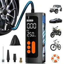 Portable Tire Inflator Pump, Wireless Car Tire Pump 3-150 PSI With Pressure Gauge, Electric Bicycle Pump, Auto Shut-Off, Suitable For Balls And Motorcycles - Wireless - View 2