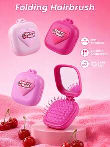 1pc/3pcs Mini Folding Mirror Comb, Anti-Static Detangling, Volumizing Styling, Wet & Dry Use, Scalp Massage Hairbrush, Portable & Easy To Clean, Essential Christmas & Halloween Gift - Multicolor - View 1