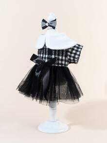 1pc Dog & Cat Mesh Wedding Dress Bow Cute Fashion Elegant Charming Creative Personalized Design Print Pet Dress - Multicolor - View 4