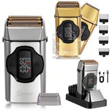 Hatteker 1pc Reciprocating Electric Shaver Men 2-In-1 Razor & Hair Clipper Set, Multi-Speed Adjustable With Base - Multicolor - View 2