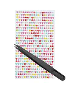 1Set Scrapbook Stickers, Journaling Supplies, Round Multicolor Acrylic Rhinestones, Shiny Crystal Ornaments, For Surface Embellishment, For Electronic Device Decoration - Round Mixed Color Rhinestone Sticker - View 9