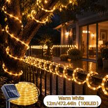 Solar Powered PVC Tube Lights With Soft Warm Tone, Available In 4 Specifications: 7m 50 Lights, 12m 100 Lights, 22m 200 Lights, 32m 300 Lights, Suitable For Various Garden, Tree, Fence Decoration Needs. Flexible PVC Hose Can Be Bent And Wrapped Around Objects Freely, Even When Exposed To Rain And Snow Outdoors, It Can Still Function Normally. - Solar Tube Light - View 12