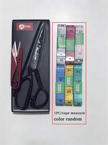 PIN 1 Set 8-Inch High-Quality Tailor Scissors Gift Box Set, High Hardness Tailor Scissors + Fabric Scissors + Measuring Tape, Suitable For Leather Sewing, Tailoring, Etc., Industrial-Grade High Carbon Steel Material, Extremely Sharp, Suitable For Home, Office, Artists, Fashion Designers, DIY Enthusiasts. (Measuring Tape Color Random 1PC) - Grooved Style - View 10