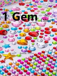5/3/1pcs Shiny Gem Stickers, Self-Adhesive Acrylic Rhinestone Stickers, Valentine's Day Stickers, Face Gem Stickers, Glitter DIY Makeup Stickers, Music Festival Handmade Creative Stickers, Small Size, Suitable For Creative Projects - Multicolor - View 8