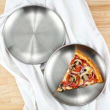 1/5pcs Silver Stainless Steel BBQ Plate, Pizza Tray, Western Style Dinner Plate, Dessert Coffee Tray, Fruit Serving Platter, Perfect For Camping, Patio, BBQ Buffet And Outdoor Dining, Essential Kitchen Utensils For Home. BBQ Accessories, Kitchen Accessories, Dessert Tray, Pizza Tray, Steak, BBQ Skewer Serving Platter, Bone Plate. - A - View 6