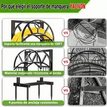 Black Iron Garden Hose Holder With Storage Basket, Outdoor Organizer With 4 Anchor Points And Rust-Resistant Coating, 108cm Height - Negro - View 6