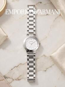 Armani Classic Women's Watch AR11250, Silver Round Case With Brand Engraved Bezel, White Dial, Fashion Quartz Watch, Suitable For Office And Formal Occasions - Silver - View 2