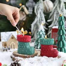 Cetakan Silikon Lilin Aromaterapi Bentuk Sepatu Natal, Cetakan DIY Resin Plaster Natal, Cetakan Diffuser Batu, Cetakan Ornamen Batu, Cetakan Sabun Buatan Tangan, Hadiah Natal - Sepatu bot Natal - View 5