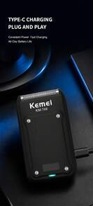 Kemei Máy cạo râu điện cho nam KM-T68, tông đơ tỉa râu cầm tay sạc USB không dây, phù hợp cho đi công tác, quà tặng cho nam giới - màu đen - Xem 10