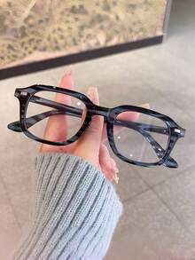 Fashionable Men's Vintage Square Frame Glasses, Women's Office Work Glasses, Phone & Computer Glasses - Clear - View 8