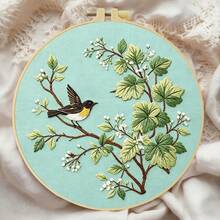 Embroidery Set, 20x20cm/7.9x7.9 Inches, Birds And Flowers, 2D Flat Printing Handmade DIY Beginner Embroidery Set, Including Embroidery Cloth,Instruction Manual,Embroidery Frame And Needle And Thread, Handmade Artwork As A Gift For Friends Or Famil - 20x20cm/7.9x7.9 In - View 7
