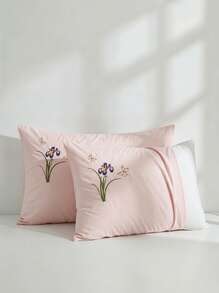 Veyra Day 2 Buah Sarung Bantal Bordir Poliester dengan Penutup Amplop, Bahan Poliester Halus dan Bernapas, Pelindung Bantal Tempat Tidur dengan Penutup Amplop (Tanpa Isian) - MultiWarna - View 5
