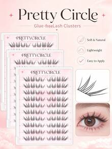 WANPIN Glue-Free Segmented False Eyelashes, Natural Style, Lightweight And Soft, Glue-Free Adhesive Lower Lashes, Easy For Beginners, Multi-Cluster Combination, Natural Wearing Effect - C - View 9