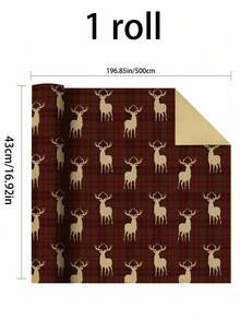 5m Christmas Vintage Red Plaid Reindeer Wrapping Paper Roll, Holiday Gift Box Wrapping Paper, Kraft Texture Plaid Reindeer Pattern Gift Wrapping Material, Christmas Party Handmade Decoration Large Roll Wrapping Paper, Party Table Decoration Handmade DIY Gift Wrapping Large Roll Wrapping Paper - Multicolor - View 10