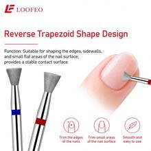 2Pcs Inverted Trapezoid Diamond Nail Drill Bits With Red & Blue Grit Rings For Excess Gel Removal, Nail Surface Prep, Shaping And Edge Refinement - Multicolor - View 8
