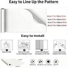 1 Roll PVC Modern Self-Adhesive Backing Wallpaper, Blue Gray Bohemian Style Sticker, Waterproof, Moisture-Proof, Easy To Clean Wall Decor, Removable Textured Wallpaper For Bedroom, Bathroom, Cabinet, Living Room, Kitchen, Office Room Decoration, Vinyl Material - 1PC - View 10