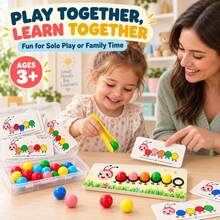 Caterpillar Color Sorting & Counting Toy With Tweezers And Pattern Cards, Preschool Matching Learning Game For Kids Ages 3+ - Multicolor - View 10