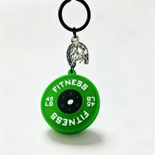 Fitness Weight Plate Keychain 45LB Gym Bag Charm With Horse Pendant Gift Letter Casual Silicone Keychain All Year - A - View 7