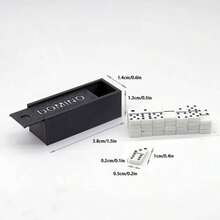 Miniature Domino Set Decor - 28pcs Dominoes + Drawer Storage Box, Ultra-Small Mini Realistic Bone Tiles, Role Play Game Props, Model House Decoration Small Ornament - Multicolor - View 9