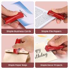 Eagle Mini Desktop Stapler With Built-In Automatic Staple Remover - Includes 1000pcs #10 Staples, Can Staple 8 Sheets Of Paper, Compact And Portable, Suitable For Home Office Use, Red/Yellow/Blue Three Colors Available - Sets - View 8