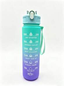 1pc 280ml/750ml/2000ml Large Capacity Plastic Straw Water Bottle, Ombre Color, Matte Finish, Portable Sports Water Bottle - Multicolor - View 11