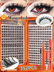 352 Clusters Single Cluster False Eyelashes, Eyelash Storage Book, Cluster False Eyelashes, DIY Home Eyelash Extensions, Spiky Style Eyelashes, Medusa Style Eyelashes, "Fairy Style" Eyelashes, Multi-Functional False Eyelash Set, Suitable For Daily Makeup - Multicolor - View 2