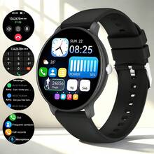 HD Round Screen Smart Watch With Strap, Fashion Digital Watch, Supports Call And Music Control, Unisex Sports Watch, Suitable As A Gift - Black - View 1