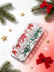Rhinestones Kuku Super Mengkilap Natal Terbaru 2026, Kotak 12 Kotak Permata Natal Merah & Hijau, Dekorasi Seni Kuku Liburan DIY untuk Penggunaan di Rumah - MultiWarna - View 1