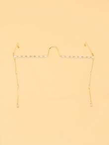 1pc Minimalist Tassel Eyeglass Frame Without Lenses, Versatile Party Foldable Frame Glasses, Women's Accessory - Tassel - View 2