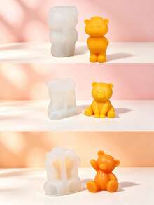 1pc Bear Silicone Mold Standing Bear Sitting Bear Waving Bear DIY Aromatherapy Candle Plaster Resin Ornament Handmade Mold - Multicolor - View 1