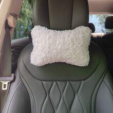 1pc Teddy Curly Plush Car Seat Neck Pillow, Travel Relaxation Head And Neck Support Pillow, Soft And Comfortable Curly Plush Car Headrest - A - View 3