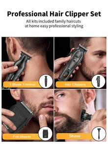 Set Alat Cukur Rambut & Pencukur Elektrik Pria HIENA, 4pcs/3pcs/2pcs/1pc (Opsional), Termasuk Alat Cukur Rambut Nirkabel Isi Ulang USB, Pemangkas Rambut, Pencukur Bolak-balik, Pisau Cukur Manual (Dengan 6 Mata Pisau yang Dapat Diganti), Baterai Lithium, Berbagai Aksesoris, Kemasan Kotak Hadiah yang Indah, Hadiah Ideal, Bodi Mini untuk Perjalanan dan Penggunaan Portabel - Hitam - View 8