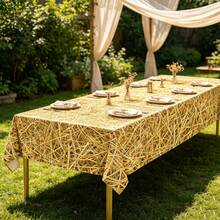 2pcs/4pcs Rectangular Straw Tablecloth Farm Tablecloth Haystack Design For Farm Party Decor Cowboy Western Theme Party Supplies 137*274cm - Multicolor - View 5