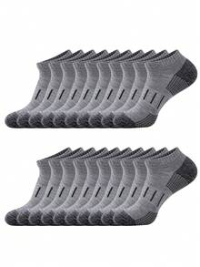 1/5/10/20 Pairs Men's Multi-Color Short Socks, Gray Base Striped Design, Simple & Versatile, Outdoor Fitness Sports Running Socks - Multicolor - View 30