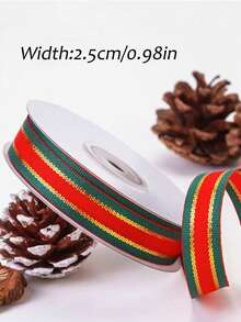 Christmas Plaid Ribbon 25 Yards/Roll Gold Edge Double-Sided Woven Plaid Ribbon Suitable For Christmas Crafts Gift Wrapping Christmas Decoration Handmade Ribbon Fabric - Multicolor - View 7