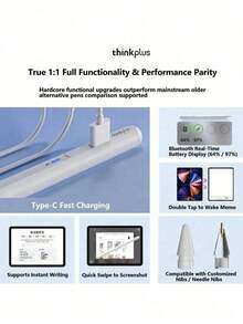 Lenovo BP17BL Stylus Pen For IPad, Magnetic Charging, Long Battery Life, Bluetooth Sync, Battery Level Display, Precise Control, Anti-Mistouch, Stable And Smooth Writing Experience - View 3