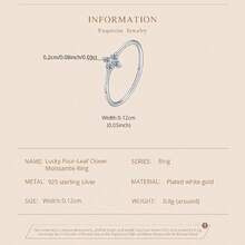 WOSTU 925 Sterling Silver Four Leaf Clover Ring Moissanite Minimalist Stackable For Women Wedding Anniversary Party Gift For Her Adjustable Nickel Free 1PC - MSR072 - View 6