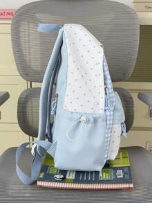 Sweet & Cute Style Backpack, Bowknot Plaid Design, Lightweight Large Capacity Multi-Pocket Student School Bag, College Commuter Bag, Daily Travel Short Trip Shopping Outdoor Leisure Backpack, Suitable For School Back To School Office Commute Holiday Gift - A - View 8