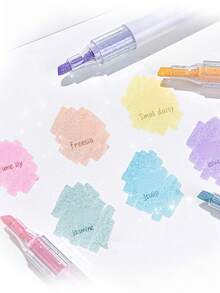 6/12pcs Scented Glitter Highlighters, Shiny Colored Highlighter Pens, Aesthetic Stationery, For Drawing, Journal, Key Marking, Students, Journal Lovers - Highlighter - View 4