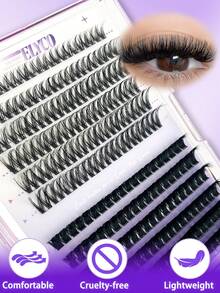 ELYCO 186 Clusters Large Capacity Mixed Pack, 10-16mm Different Styles Optional, 0.07mm D Curl Fluffy False Eyelashes, DIY Handmade Self-Application Eyelashes, Ultra Soft Reusable, Suitable For Beginners, Parties, Travel, Music Festivals - D - View 2
