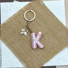 Cute 3D Bubble Letter Keychain, Bright Pink Y2K Preppy Style Initial Key Ring, Car Key Accessory And Personalized Bag Charm, Sweet Bright Pink Initial Key Ring, Cute Car Key And Bag Charm, Sweet Gift For Friends And Girls - Multicolor - View 34